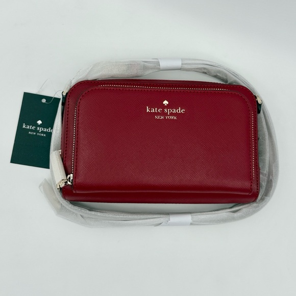 kate spade Handbags - Kate Spade Staci Mini Dual Zip Around Crossbody Red Jam